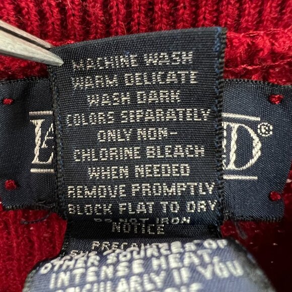 Lands End Mens Sweater Large Red Cotton Henley Button Collar Chunky Knit USA‎ - Picture 6 of 11